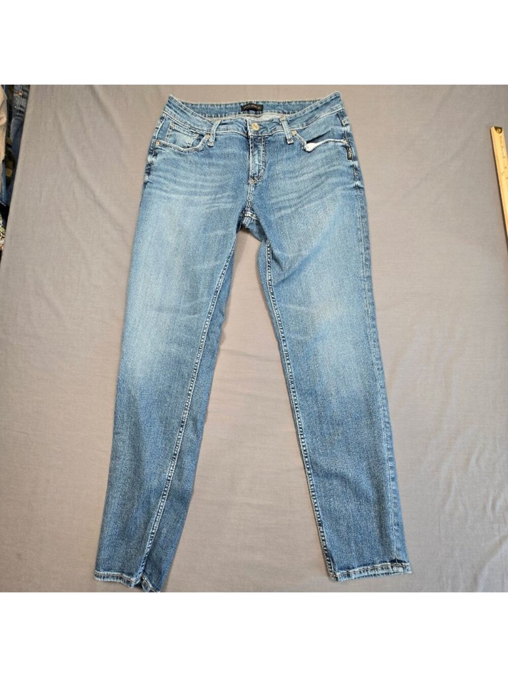 Silver Jeans Co W29 L29 Womens Boyfriend Jeans Light Wash Denim Stretch